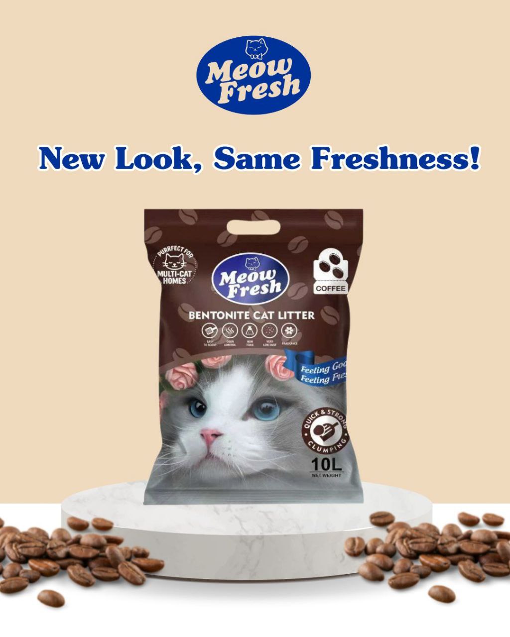 Meow Fresh Benitonite Cat Litter Sand 10L