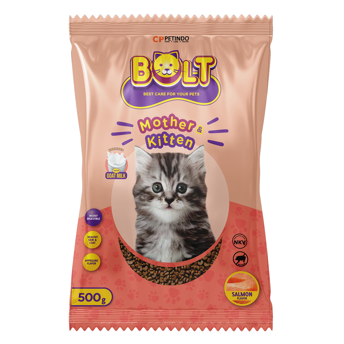 Bolt Mother & Kitten - Salmon