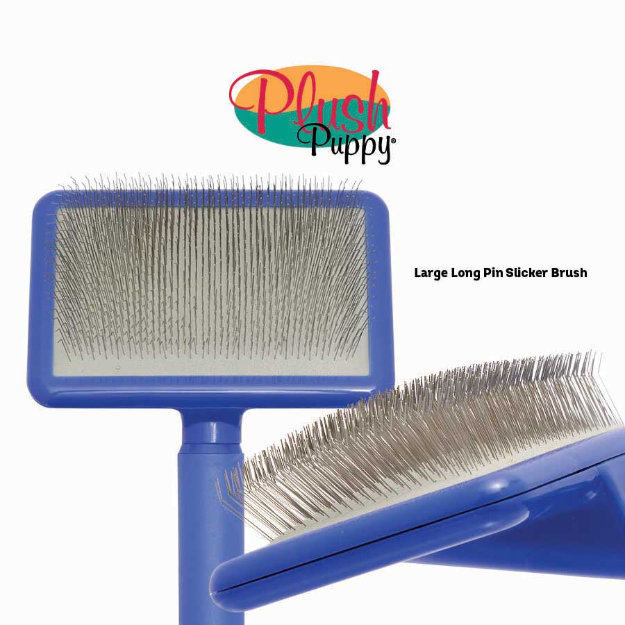 Plush Puppy Blue Large Long Pin Slicker Brush