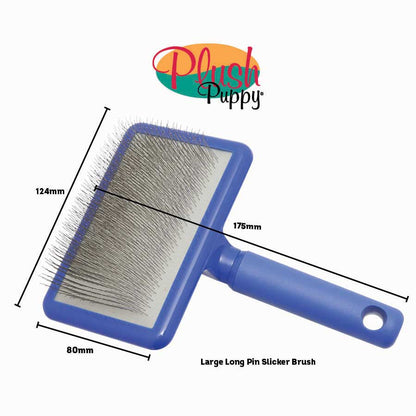 Plush Puppy Blue Large Long Pin Slicker Brush