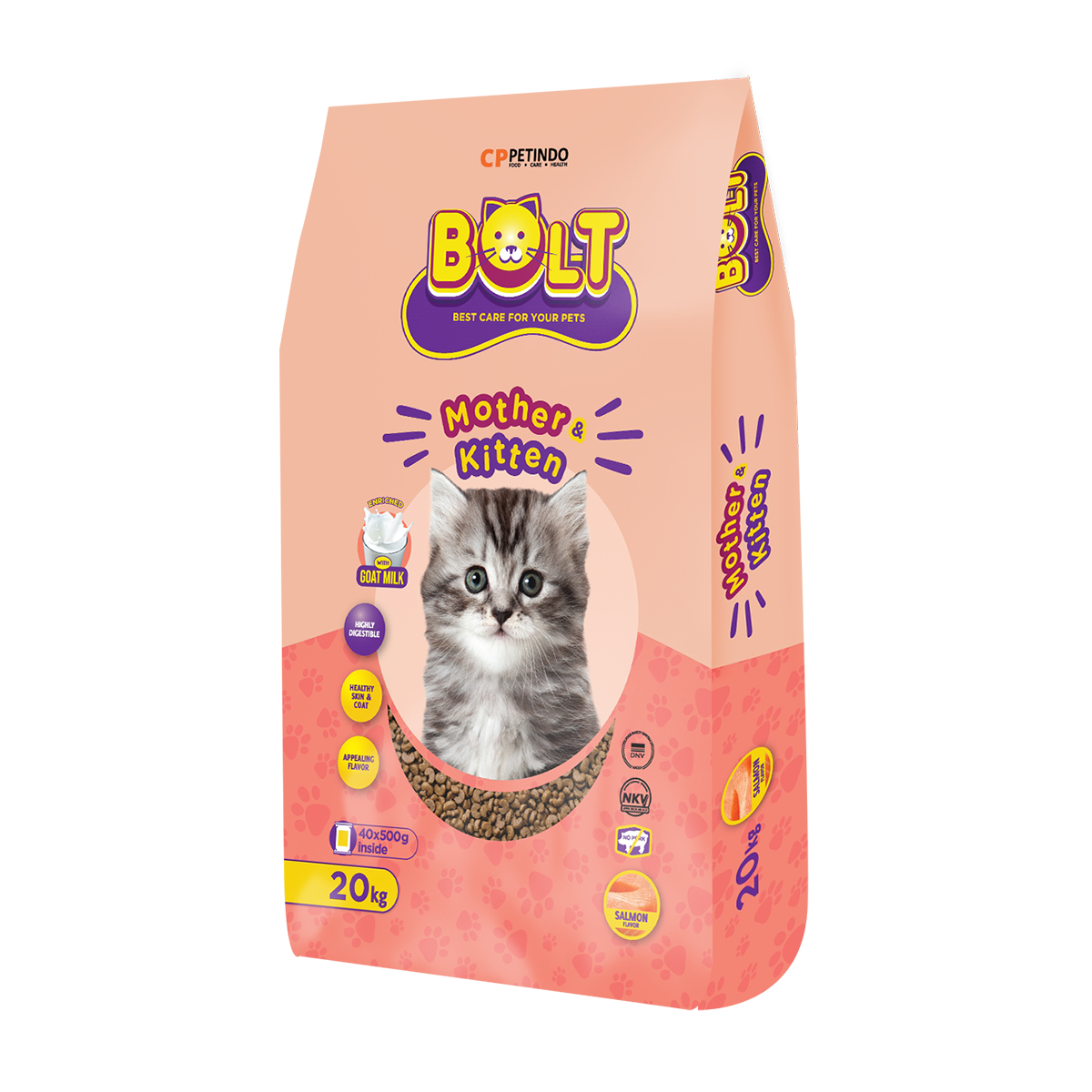 Bolt Mother & Kitten - Salmon